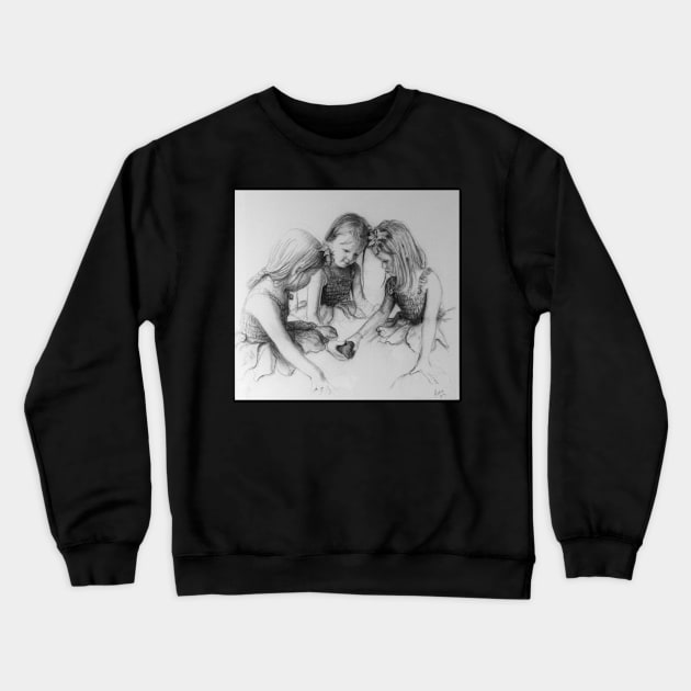 Princess Playing - Charcoal sketch by Avril Thomas - Adelaide Artist Crewneck Sweatshirt by AvrilThomasart